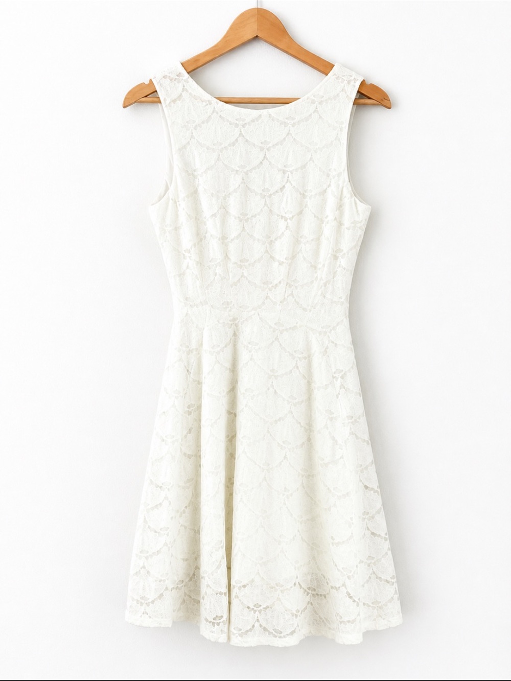 Aqua White Lace Dress Womens Small Fit Flare Sleeveless Bridal Shower Graduation